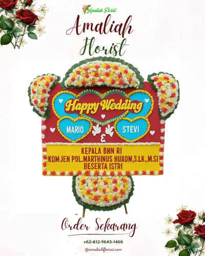 Karangan Papan Bunga Pernikahan di Gumalar